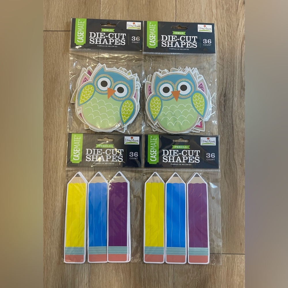 Die Cut Shapes Pencils and Owls